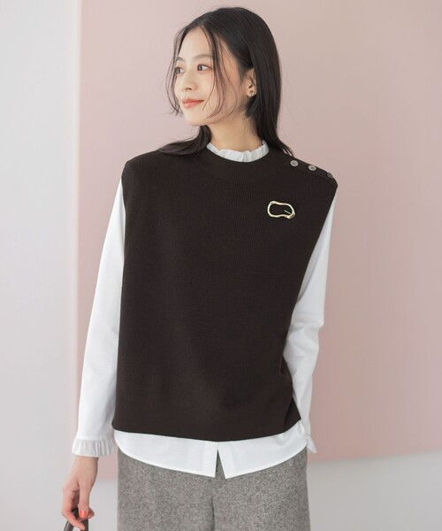 J.PRESS(ジェイプレス)の「【プラスワンアイテムに】DRALON MERINO ニット ベスト(ベスト・レディース・ピーコックグリーン系/ベージュ系/ネイビー系/ライトグレー系/ダークブラウン系・T13/T15)」の2枚目の写真