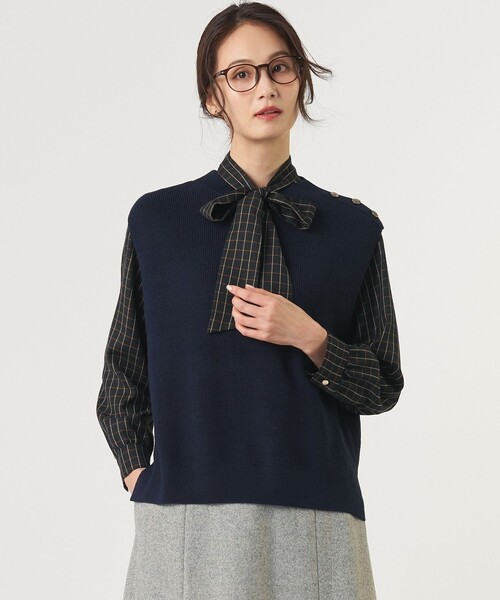 J.PRESS(ジェイプレス)の「【プラスワンアイテムに】DRALON MERINO ニット ベスト(ベスト・レディース・ピーコックグリーン系/ベージュ系/ネイビー系/ライトグレー系/ダークブラウン系・T13/T15)」の5枚目の写真