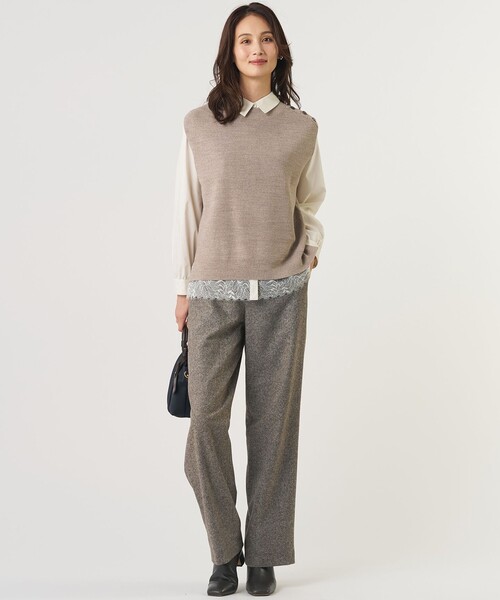 J.PRESS(ジェイプレス)の「【プラスワンアイテムに】DRALON MERINO ニット ベスト(ベスト・レディース・ピーコックグリーン系/ベージュ系/ネイビー系/ライトグレー系/ダークブラウン系・T13/T15)」の6枚目の写真