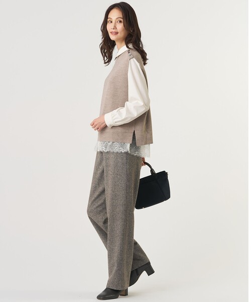 J.PRESS(ジェイプレス)の「【プラスワンアイテムに】DRALON MERINO ニット ベスト(ベスト・レディース・ピーコックグリーン系/ベージュ系/ネイビー系/ライトグレー系/ダークブラウン系・T13/T15)」の7枚目の写真