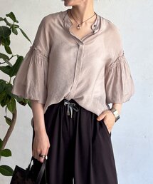 袖バルーンシアーブラウス