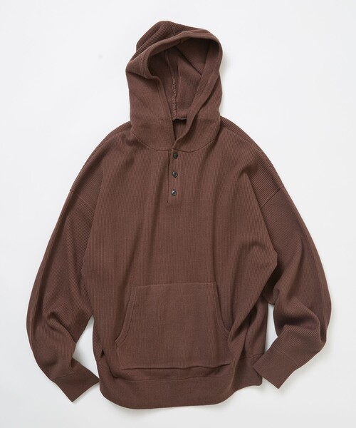 FREAK'S STORE(フリークスストア)の「限定展開 リラックスフィット 片畦リンキング ヘンリーネック パーカー(パーカー・メンズ・ブラック/ブラウン/チャコールグレー/グレー・MEDIUM/LARGE)」の4枚目の写真