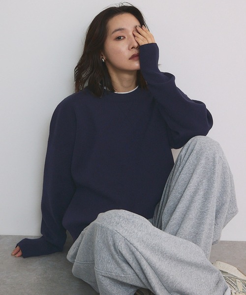 STELLA FISH(ステラフィッシュ)の「スウェットライクニット(ニット/セーター・レディース・オフホワイト/ネイビー/ボルドー・FREE)」の2枚目の写真