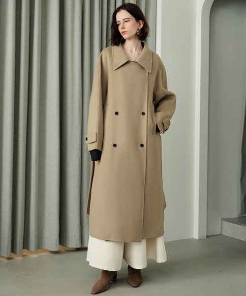 ELFRANK(エルフランク)の「【2026AW】【上質ウール70%】3WAY襟アレンジロングコート(ステンカラーコート・レディース・チャコールグレー/キャメル/カーキ/ブラウン・FREE)」の7枚目の写真