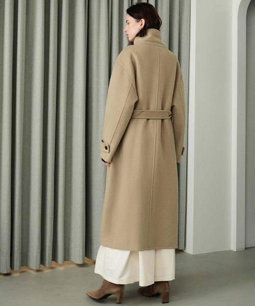 ELFRANK(エルフランク)の「【2026AW】【上質ウール70%】3WAY襟アレンジロングコート(ステンカラーコート・レディース・チャコールグレー/キャメル/カーキ/ブラウン・FREE)」の8枚目の写真