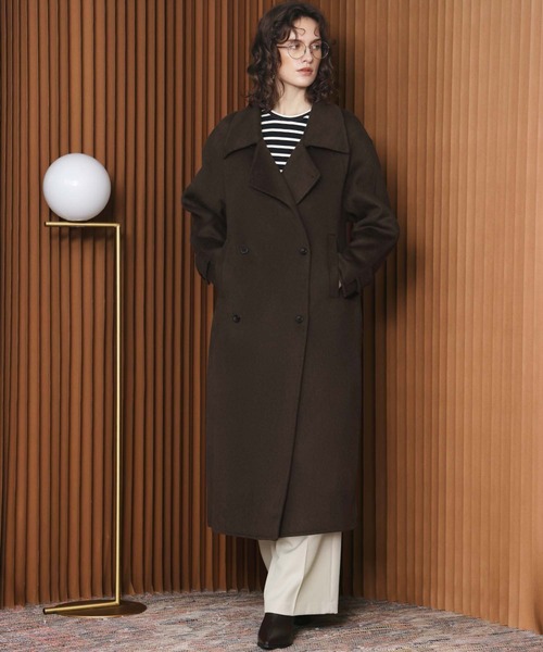 ELFRANK(エルフランク)の「【2026AW】【上質ウール70%】3WAY襟アレンジロングコート(ステンカラーコート・レディース・チャコールグレー/キャメル/カーキ/ブラウン・FREE)」の9枚目の写真