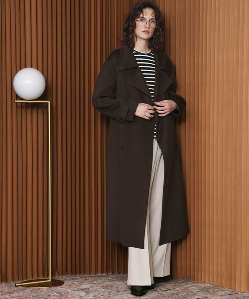 ELFRANK(エルフランク)の「【2026AW】【上質ウール70%】3WAY襟アレンジロングコート(ステンカラーコート・レディース・チャコールグレー/キャメル/カーキ/ブラウン・FREE)」の10枚目の写真