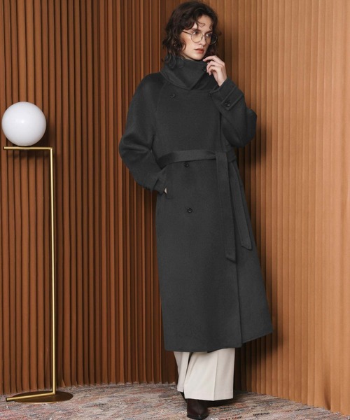 ELFRANK(エルフランク)の「【2026AW】【上質ウール70%】3WAY襟アレンジロングコート(ステンカラーコート・レディース・チャコールグレー/キャメル/カーキ/ブラウン・FREE)」の11枚目の写真