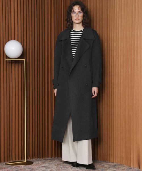 ELFRANK(エルフランク)の「【2026AW】【上質ウール70%】3WAY襟アレンジロングコート(ステンカラーコート・レディース・チャコールグレー/キャメル/カーキ/ブラウン・FREE)」の12枚目の写真
