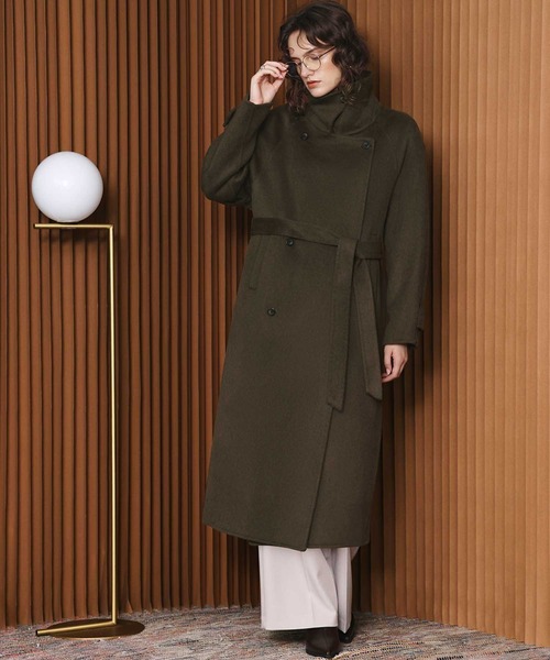 ELFRANK(エルフランク)の「【2026AW】【上質ウール70%】3WAY襟アレンジロングコート(ステンカラーコート・レディース・チャコールグレー/キャメル/カーキ/ブラウン・FREE)」の13枚目の写真