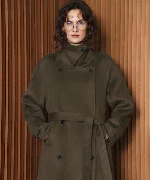 ELFRANK(エルフランク)の「【2026AW】【上質ウール70%】3WAY襟アレンジロングコート(ステンカラーコート・レディース・チャコールグレー/キャメル/カーキ/ブラウン・FREE)」の14枚目の写真