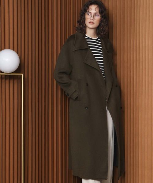 ELFRANK(エルフランク)の「【2026AW】【上質ウール70%】3WAY襟アレンジロングコート(ステンカラーコート・レディース・チャコールグレー/キャメル/カーキ/ブラウン・FREE)」の15枚目の写真