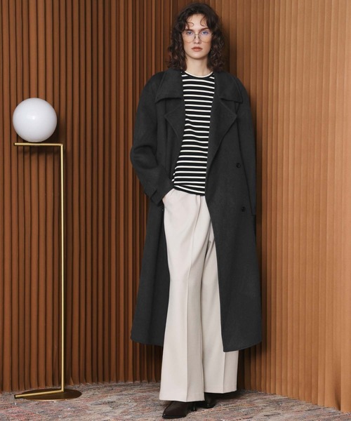 ELFRANK(エルフランク)の「【2026AW】【上質ウール70%】3WAY襟アレンジロングコート(ステンカラーコート・レディース・チャコールグレー/キャメル/カーキ/ブラウン・FREE)」の16枚目の写真
