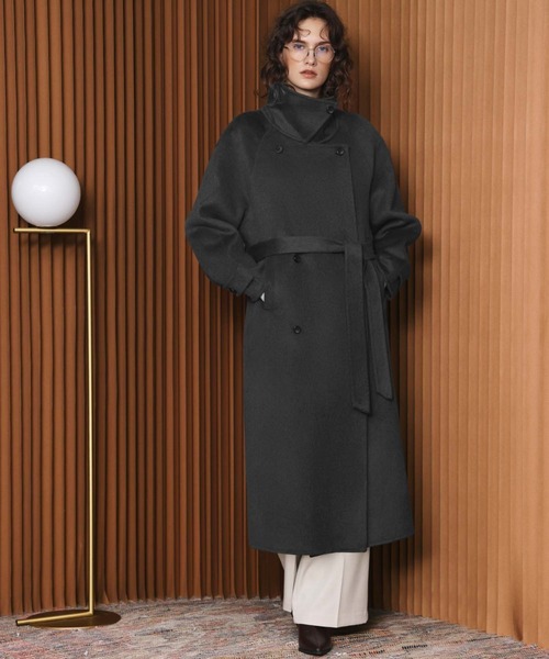 ELFRANK(エルフランク)の「【2026AW】【上質ウール70%】3WAY襟アレンジロングコート(ステンカラーコート・レディース・チャコールグレー/キャメル/カーキ/ブラウン・FREE)」の17枚目の写真