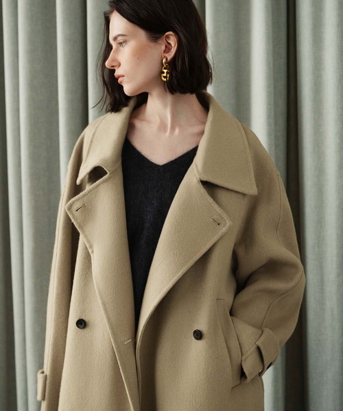 ELFRANK(エルフランク)の「【2026AW】【上質ウール70%】3WAY襟アレンジロングコート(ステンカラーコート・レディース・チャコールグレー/キャメル/カーキ/ブラウン・FREE)」の19枚目の写真