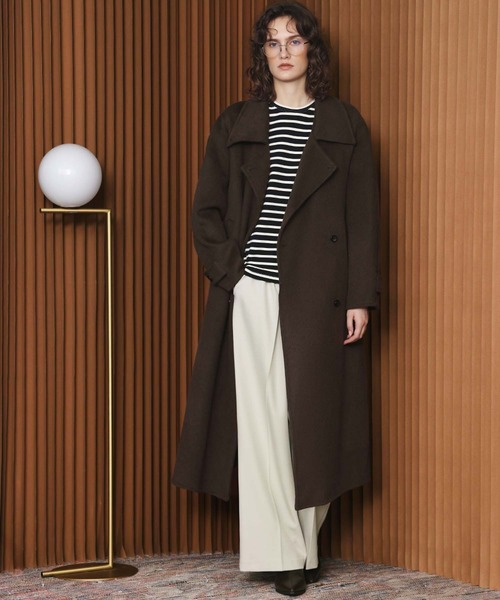 ELFRANK(エルフランク)の「【2026AW】【上質ウール70%】3WAY襟アレンジロングコート(ステンカラーコート・レディース・チャコールグレー/キャメル/カーキ/ブラウン・FREE)」の22枚目の写真