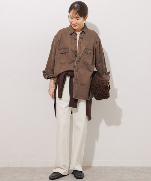 JOURNAL STANDARD relume(ジャーナルスタンダード レリューム)の「《追加7 / 新色》9oz デニムワークシャツ(シャツ/ブラウス・レディース・ブラウン/ブルー・FREE)」の3枚目の写真