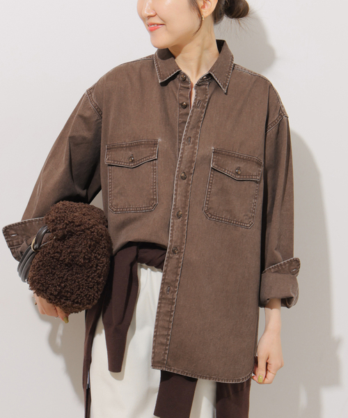 JOURNAL STANDARD relume(ジャーナルスタンダード レリューム)の「《追加7 / 新色》9oz デニムワークシャツ(シャツ/ブラウス・レディース・ブラウン/ブルー・FREE)」の7枚目の写真