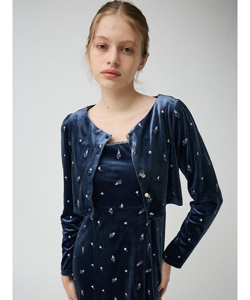 LILY BROWN(リリーブラウン)の「ベロア刺繍カーディガン(カーディガン/ボレロ・レディース・アイボリー/ブルー/ブラック・F)」の16枚目の写真