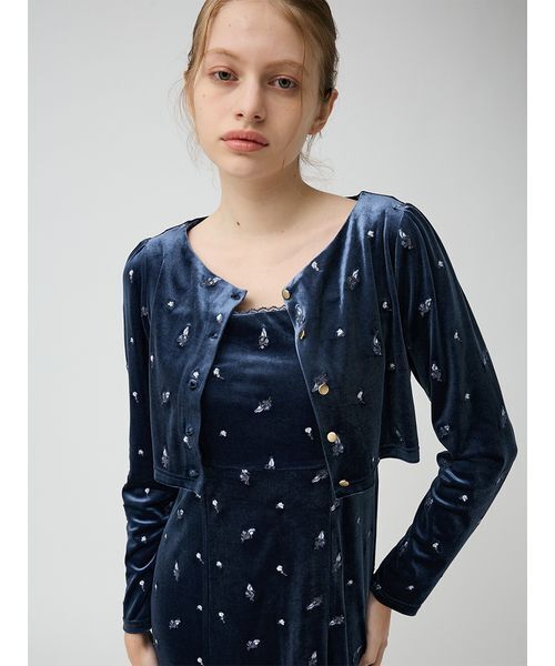 LILY BROWN(リリーブラウン)の「ベロア刺繍カーディガン(カーディガン/ボレロ・レディース・アイボリー/ブルー/ブラック・F)」の20枚目の写真