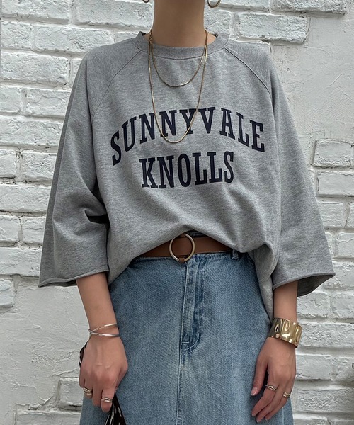 LBC(エルビーシー)の「ミニ裏毛切り替え七分袖プルオーバー(Tシャツ/カットソー・レディース・グレー/マスタード/チャコール・M/L)」の2枚目の写真
