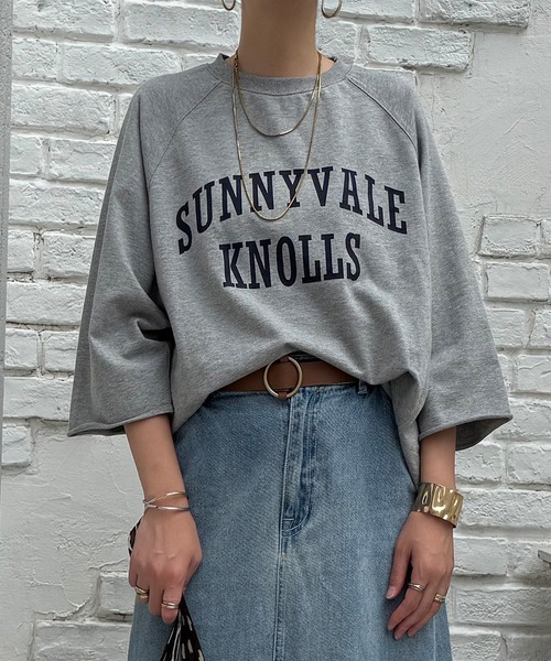 LBC(エルビーシー)の「ミニ裏毛切り替え七分袖プルオーバー(Tシャツ/カットソー・レディース・グレー/マスタード/チャコール・M/L)」の5枚目の写真