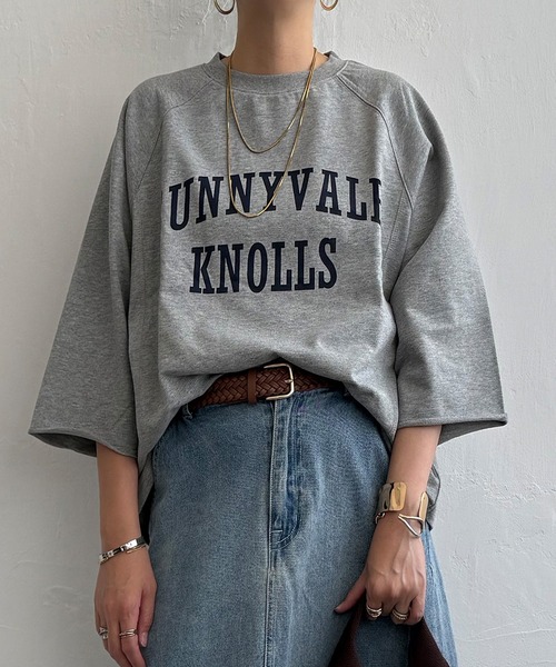 LBC(エルビーシー)の「ミニ裏毛切り替え七分袖プルオーバー(Tシャツ/カットソー・レディース・グレー/マスタード/チャコール・M/L)」の7枚目の写真