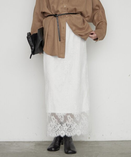 LOUNGEDRESS(ラウンジドレス)の「レーススカート(スカート・レディース・オフホワイト/ブラック・36/38)」の1枚目の写真