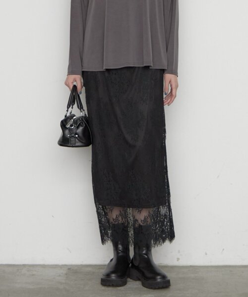 LOUNGEDRESS(ラウンジドレス)の「レーススカート(スカート・レディース・オフホワイト/ブラック・36/38)」の2枚目の写真