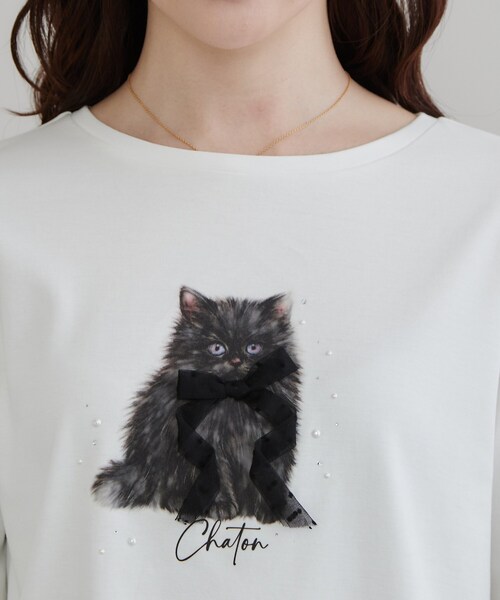 couture brooch(クチュールブローチ)の「猫プリント/ロゴ刺繍アソートロンT(Tシャツ/カットソー・レディース・ホワイト系3/ホワイト系7・36/42/40/38)」の22枚目の写真