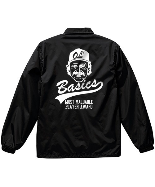 Ol' Basics(オールベーシックス)の「Ol' Basics(オール・ベーシックス) コーチジャケット イラスト ロゴ バックプリント 裏トリコット アウター メンズ ユニセックス(ナイロンジャケット・メンズ・ネイビー/ブラック/ブラウン系/グリーン系/バーガンディー・XL/M/L)」の2枚目の写真