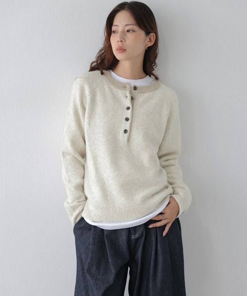 La-gemme（ラジェム）の「配色ヘンリーネックニットプルオーバー/ベーシック/こなれ感（ニット/セーター・レディース・ブラウン/グレー/ベージュ/ブラック・フリー）」の8枚目の写真
