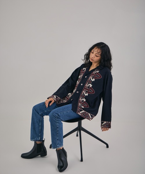 LEIN(リーン)の「【MEN , WOMEN】オーナメント刺繍スラブレーヨンシャツ(シャツ/ブラウス・レディース・オフホワイト/ブラック・FREE)」の17枚目の写真