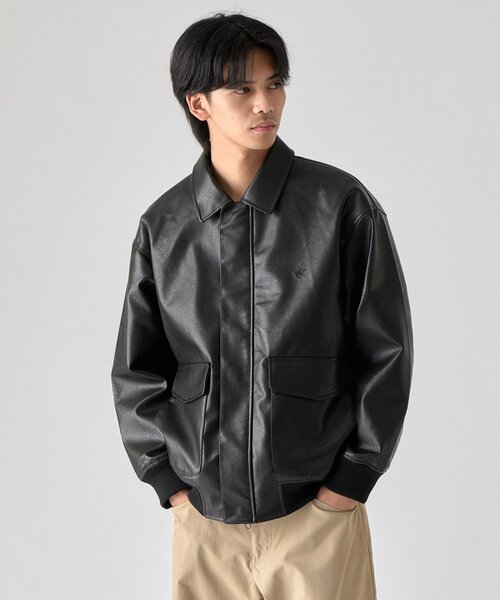 goocy(グーシー)の「【BHPC】フェイクレザーA2ジャケット(ブルゾン・メンズ・ブラウン/ブラック・LARGE/MEDIUM)」の1枚目の写真