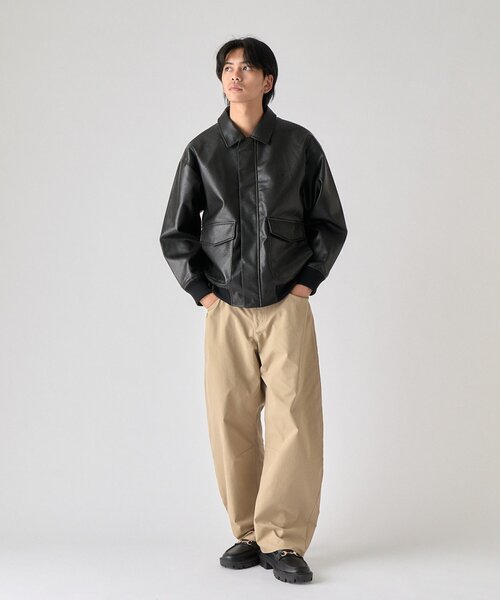 goocy(グーシー)の「【BHPC】フェイクレザーA2ジャケット(ブルゾン・メンズ・ブラウン/ブラック・LARGE/MEDIUM)」の3枚目の写真