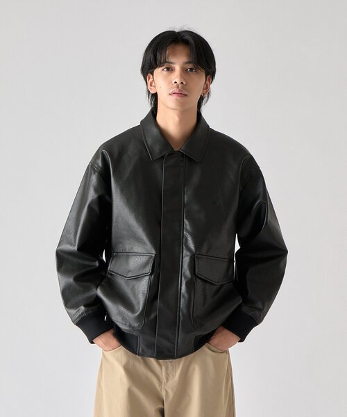 goocy(グーシー)の「【BHPC】フェイクレザーA2ジャケット(ブルゾン・メンズ・ブラウン/ブラック・LARGE/MEDIUM)」の7枚目の写真