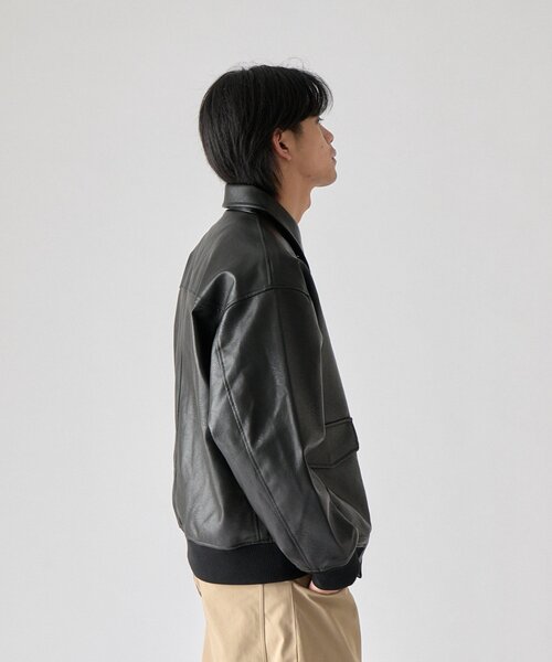 goocy(グーシー)の「【BHPC】フェイクレザーA2ジャケット(ブルゾン・メンズ・ブラウン/ブラック・LARGE/MEDIUM)」の9枚目の写真