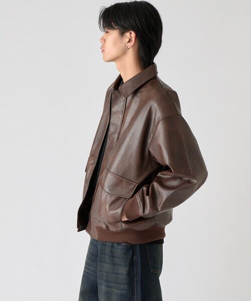 goocy(グーシー)の「【BHPC】フェイクレザーA2ジャケット(ブルゾン・メンズ・ブラウン/ブラック・LARGE/MEDIUM)」の11枚目の写真