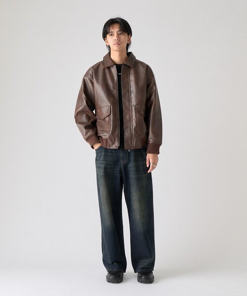 goocy(グーシー)の「【BHPC】フェイクレザーA2ジャケット(ブルゾン・メンズ・ブラウン/ブラック・LARGE/MEDIUM)」の13枚目の写真