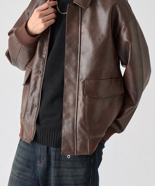 goocy(グーシー)の「【BHPC】フェイクレザーA2ジャケット(ブルゾン・メンズ・ブラウン/ブラック・LARGE/MEDIUM)」の20枚目の写真