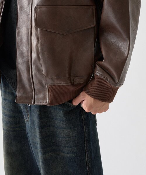 goocy(グーシー)の「【BHPC】フェイクレザーA2ジャケット(ブルゾン・メンズ・ブラウン/ブラック・LARGE/MEDIUM)」の21枚目の写真