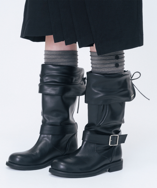 Miseki SEOUL(ミセキソウル)の「折りたたみポケットブーツ ブラック(ブーツ・レディース・その他・23cm/24cm/25cm)」の1枚目の写真