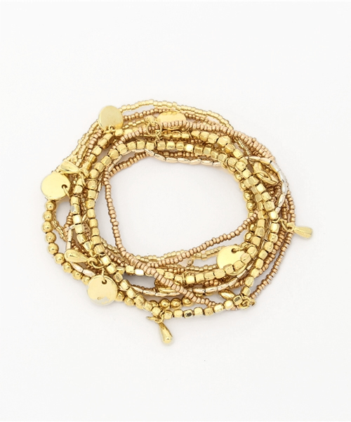 チャイハネ(チャイハネ)の「【チャイハネ】メタルビーズ10本SETブレスレット(ブレスレット・レディース・シルバー/ゴールド・FREE)」の2枚目の写真