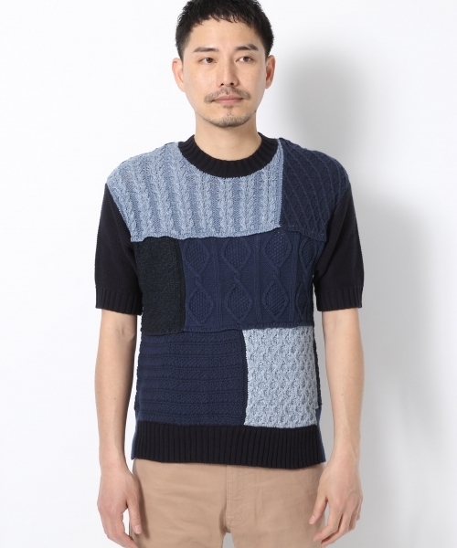 GLOBAL WORK（グローバルワーク）の「クレイジーフィッシャーマン半袖/709826（ニット/セーター・メンズ・ブラック/ネイビー/ホワイト・X-LARGE/MEDIUM/SMALL/LARGE）」の3枚目の写真