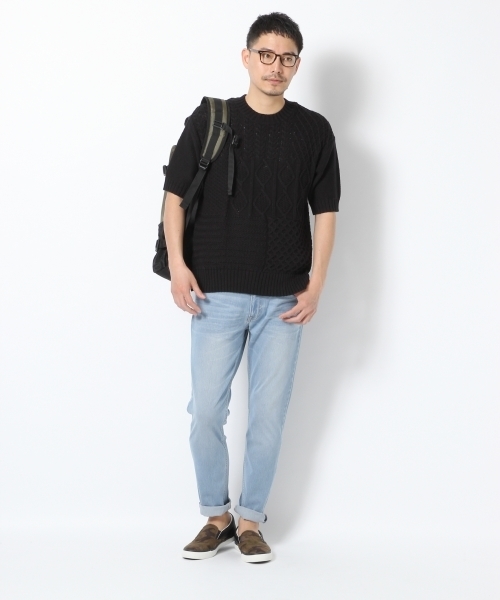 GLOBAL WORK（グローバルワーク）の「クレイジーフィッシャーマン半袖/709826（ニット/セーター・メンズ・ブラック/ネイビー/ホワイト・X-LARGE/MEDIUM/SMALL/LARGE）」の7枚目の写真