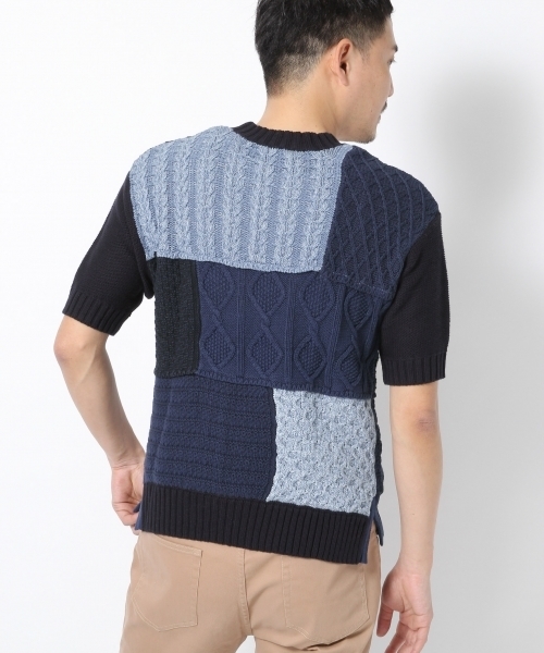 GLOBAL WORK（グローバルワーク）の「クレイジーフィッシャーマン半袖/709826（ニット/セーター・メンズ・ブラック/ネイビー/ホワイト・X-LARGE/MEDIUM/SMALL/LARGE）」の9枚目の写真