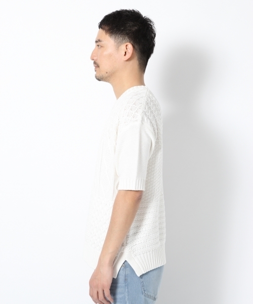 GLOBAL WORK（グローバルワーク）の「クレイジーフィッシャーマン半袖/709826（ニット/セーター・メンズ・ブラック/ネイビー/ホワイト・X-LARGE/MEDIUM/SMALL/LARGE）」の13枚目の写真