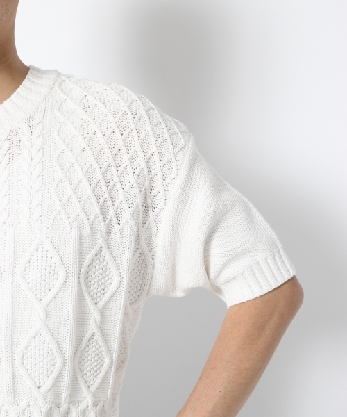 GLOBAL WORK（グローバルワーク）の「クレイジーフィッシャーマン半袖/709826（ニット/セーター・メンズ・ブラック/ネイビー/ホワイト・X-LARGE/MEDIUM/SMALL/LARGE）」の4枚目の写真