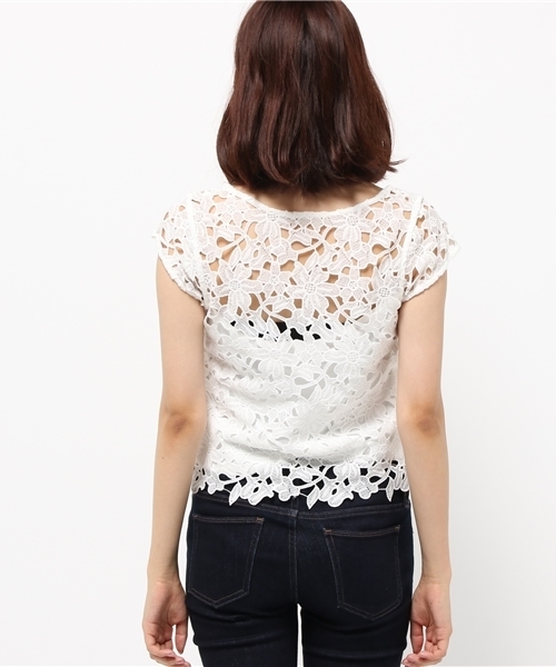 LILIDIA（リリディア）の「ケミカルレースTOP（Tシャツ/カットソー・レディース・アイボリー/ブラック/オレンジ系その他・FREE）」の7枚目の写真