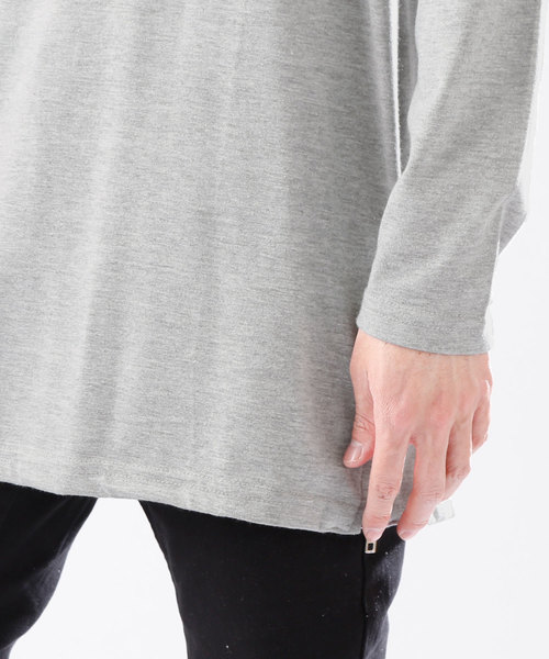MONO-MART（モノマート）の「T/C 裾サイドZIP ロング丈カットソー（Tシャツ/カットソー・メンズ・オフホワイト/グレー/ブラック・M/L）」の13枚目の写真